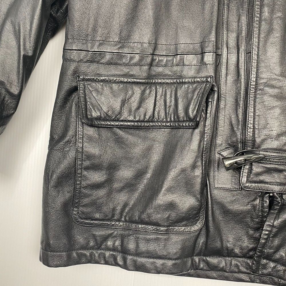 Contemporary Expressions Black Leather Bomber Jacket Men's XLarge Vintage - Picture 14 of 16